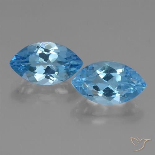 8.58ctw Natural Azul Suíço Topázio, Marquesa, VVS-VS