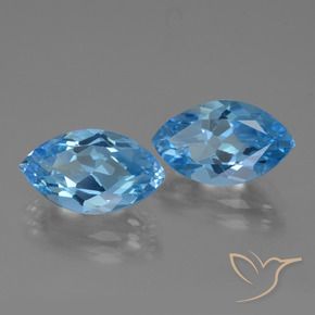 Pedras preciosas de Topázio Azul Suíço natural de 8.43 ct, Marquesa, VVS