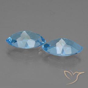 Pedras preciosas de Topázio Azul Suíço natural de 8.43 ct, Marquesa, VVS