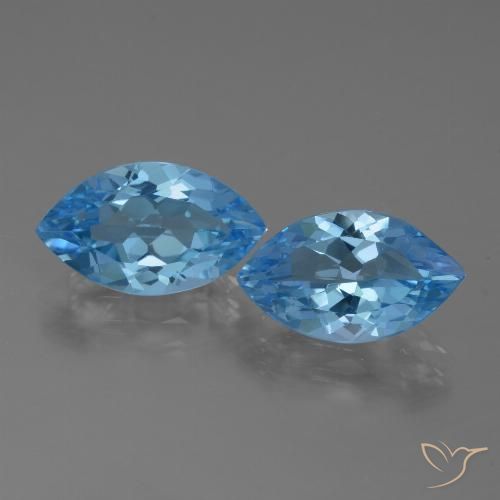 7.40ctw Natural Azul Suíço Topázio, Marquesa, VVS