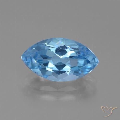 Topázio azul suíço solto de 4,07 ct, corte marquise de 13,9 x 7,8 mm do Brasil, Photo A
