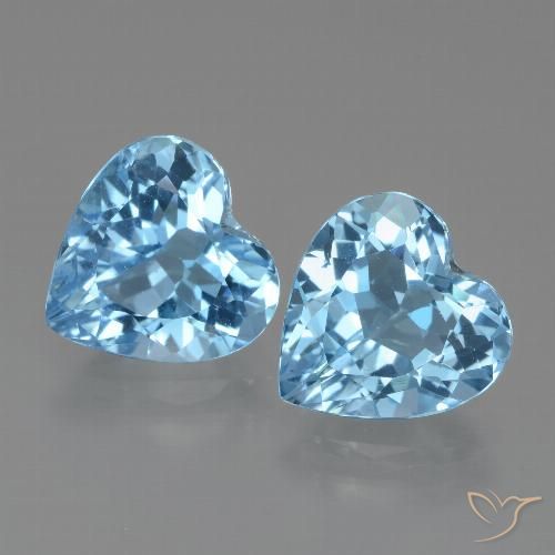 5.86ctw Natural Azul Suíço Topázio, Coração, VVS