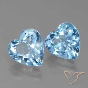Pedras preciosas de Topázio Céu azul natural de 6.04 ct, Coração, VVS