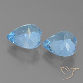 Pedras preciosas de Topázio Céu azul natural de 6.04 ct, Coração, VVS