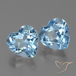 Pedras preciosas de Topázio Céu azul natural de 6.29 ct, Coração, VVS-VS