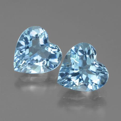 Pedras preciosas de topázio azul natural de 5,33 ct, formato de coração, VVS