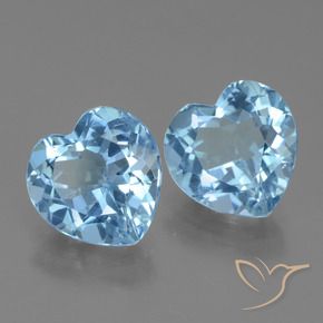 Pedras preciosas de Topázio Céu azul natural de 5.96 ct, Coração, VVS