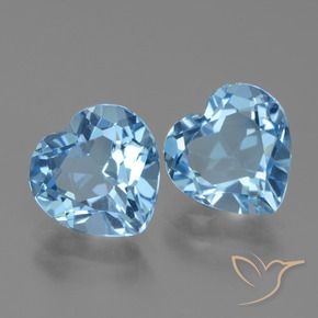 Pedras preciosas de Topázio Céu azul natural de 6.13 ct, Coração, VVS