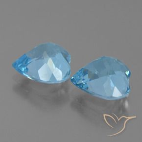 Pedras preciosas de Topázio Céu azul natural de 6.04 ct, Coração, VVS