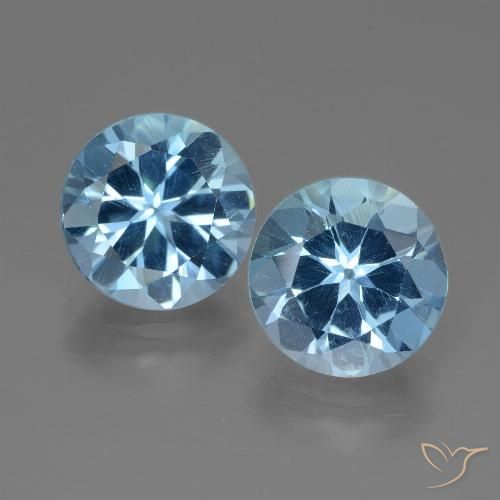 6.41ctw Natural Azul Suíço Topázio, Redondo, VVS-VS