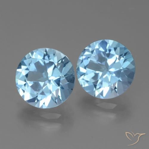 Pedras preciosas de Topázio Azul Suíço natural de 6.35 ct, Redondo, VVS-VS