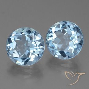 Pedras preciosas de Topázio Céu azul natural de 6.74 ct, Redondo, VVS-VS