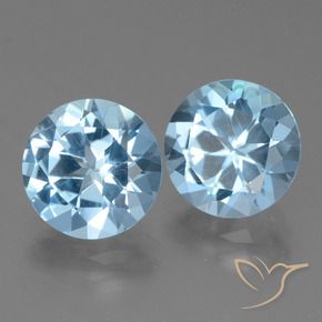 Pedras preciosas de Topázio Céu azul natural de 6.47 ct, Redondo, VVS-VS