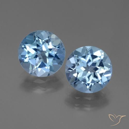 5.82ctw Natural Azul Suíço Topázio, Redondo, VVS-VS