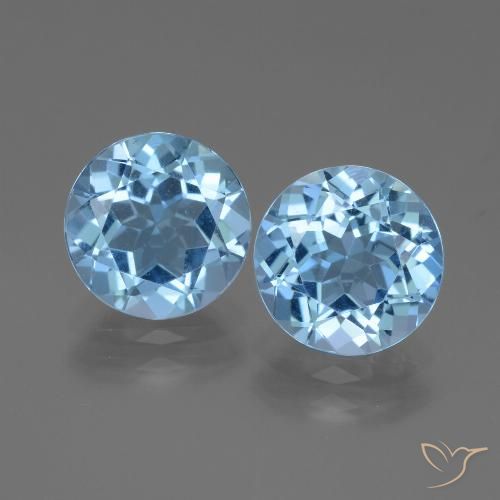 Pedras preciosas de topázio azul natural de 6,34 ct, corte redondo, VVS-VS