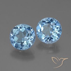 Pedras preciosas de topázio azul natural de 6,34 ct, corte redondo, VVS-VS