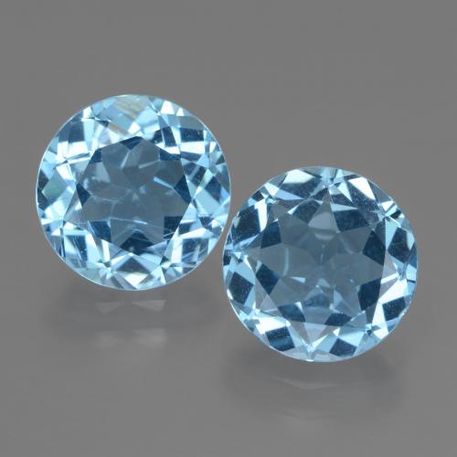 Pedras preciosas de topázio azul natural de 6,06 ct, corte redondo, VS