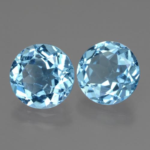 Pedras preciosas de topázio azul natural de 6,06 ct, corte redondo, VS