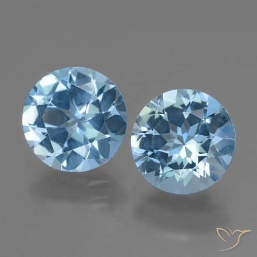 Pedras preciosas de topázio azul natural de 5,92 ct, corte redondo, VVS
