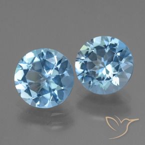 Pedras preciosas de topázio azul natural de 5,92 ct, corte redondo, VVS