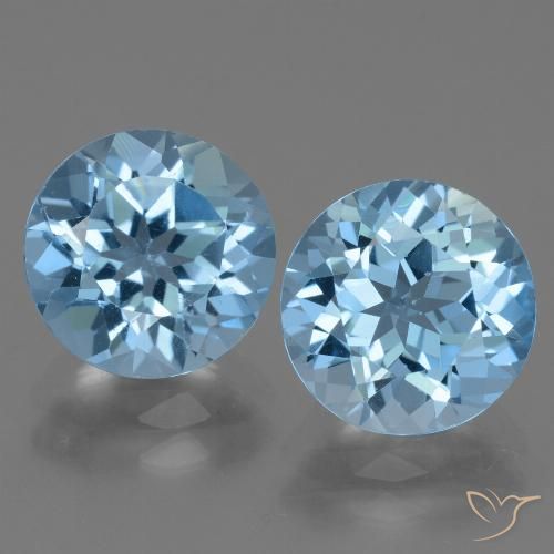 Pedras preciosas de topázio azul natural de 6,62 ct, corte redondo, VS