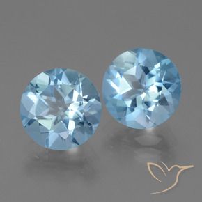 Pedras preciosas de Topázio Céu azul natural de 6.19 ct, Redondo, VVS-VS