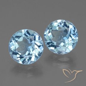 Pedras preciosas de Topázio Céu azul natural de 6.37 ct, Redondo, VVS-VS
