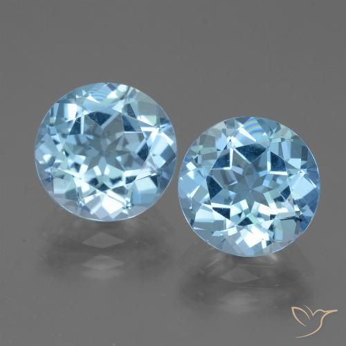 Pedras preciosas de topázio azul natural de 6,42 ct, corte redondo, VVS