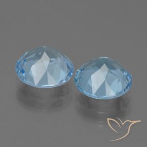 Pedras preciosas de topázio azul natural de 6,42 ct, corte redondo, VVS
