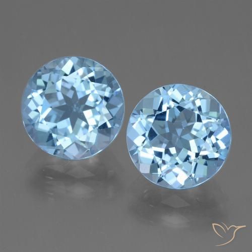 6.70ctw Natural Azul Suíço Topázio, Redondo, VVS-VS