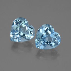 Pedras preciosas de topázio azul natural de 6,36 ct, formato de coração, VVS