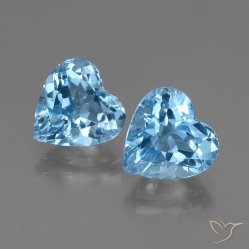 5.94ctw Natural Azul Suíço Topázio, Coração, VVS-VS
