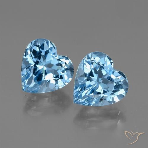 Pedras preciosas de Topázio Azul Suíço natural de 6.26 ct, Formato de coração, VVS-VS