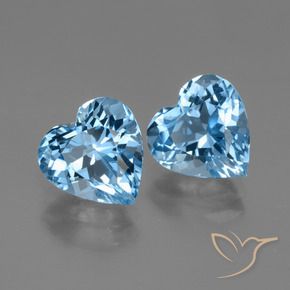 Pedras preciosas de Topázio Azul Suíço natural de 6.26 ct, Formato de coração, VVS-VS