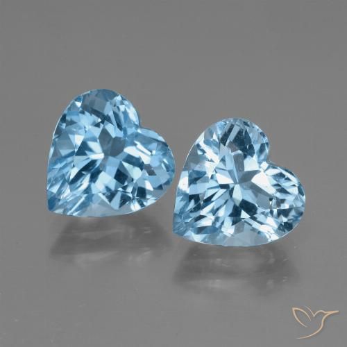 Pedras preciosas de topázio azul natural de 6,15 ct, formato de coração, VVS