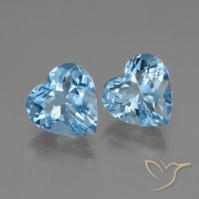 Pedras preciosas de topázio azul natural de 6,15 ct, formato de coração, VVS