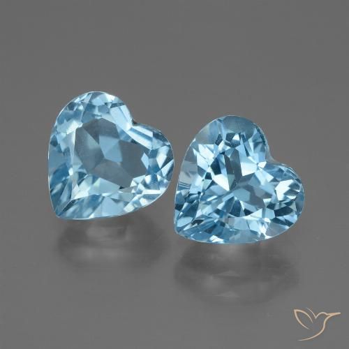 6.45ctw Natural Azul Suíço Topázio, Coração, VVS