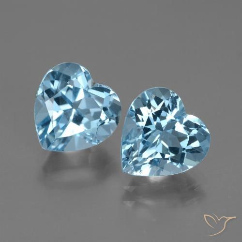 6.06ctw Natural Azul Suíço Topázio, Coração, VVS