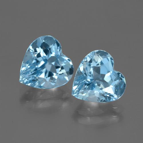 Pedras preciosas de topázio azul natural de 6,19 ct, formato de coração, VVS