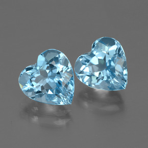 Pedras preciosas de topázio azul natural de 6,19 ct, formato de coração, VVS