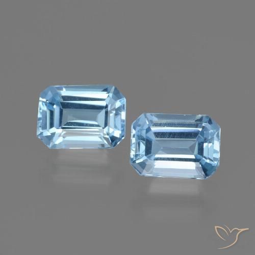 2.25ctw Natural Céu azul Topázio, Corte Esmeralda, VVS-VS