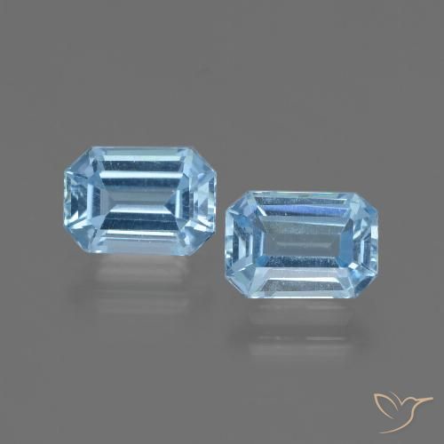 2.20ctw Natural Azul Suíço Topázio, Corte Esmeralda, VVS-VS
