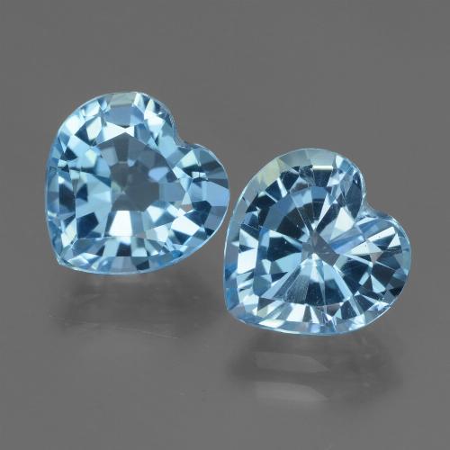 Pedras preciosas de topázio azul natural de 6,10 ct, formato de coração, VVS