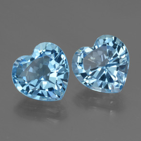 Pedras preciosas de topázio azul natural de 6,10 ct, formato de coração, VVS
