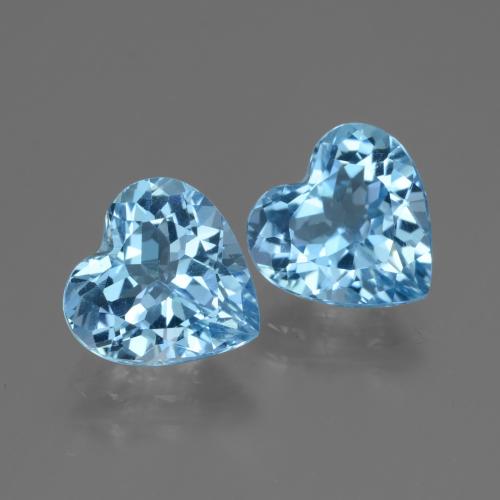 Pedras preciosas de topázio azul natural de 5,98 ct, formato de coração, VVS