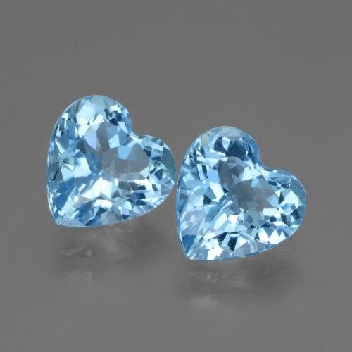 Pedras preciosas de topázio azul natural de 5,98 ct, formato de coração, VVS
