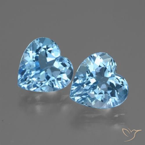 5.75ctw Natural Azul Suíço Topázio, Coração, VVS