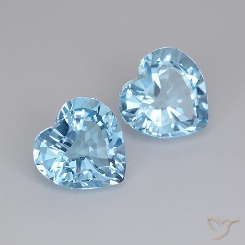Pedras preciosas de Topázio Céu azul natural de 6.37 ct, Coração, VVS-VS
