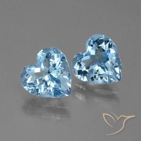 Pedras preciosas de topázio azul natural de 6,00 ct, formato de coração, VVS