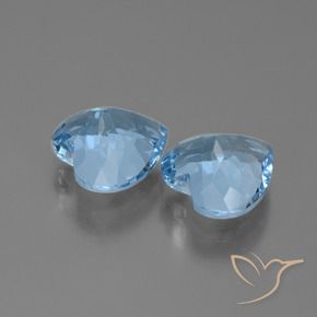 Pedras preciosas de topázio azul natural de 6,00 ct, formato de coração, VVS